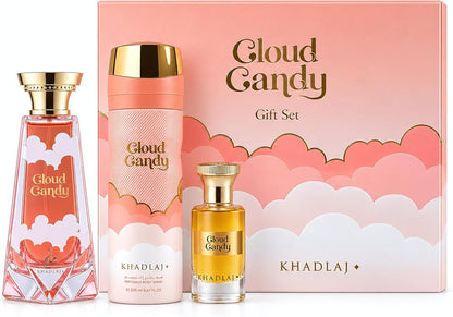 Khadlaj
Rinkinys Khadlaj Cloud Candy moterims: kvepalai PP, 100 ml + kūno purškiklis, 200 ml + aliejiniai kvepalai, 24 ml